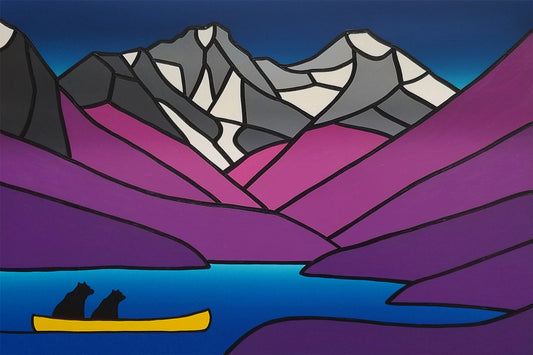 Two Bears Canoodling in a Yellow Canoe at Fairholme Range