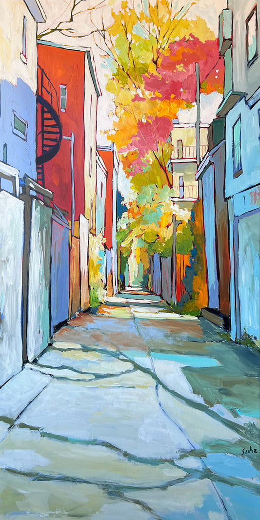 Orange Pink Tree in the Alley