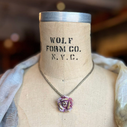 Ceramic Purple Rose Necklace