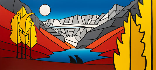 Two Bears Under the Light of the Silvery Moon at Lake Louise