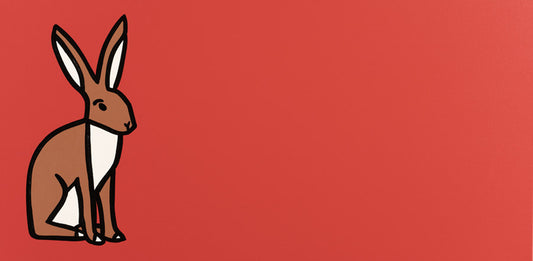 The Resting Rabbit on Red